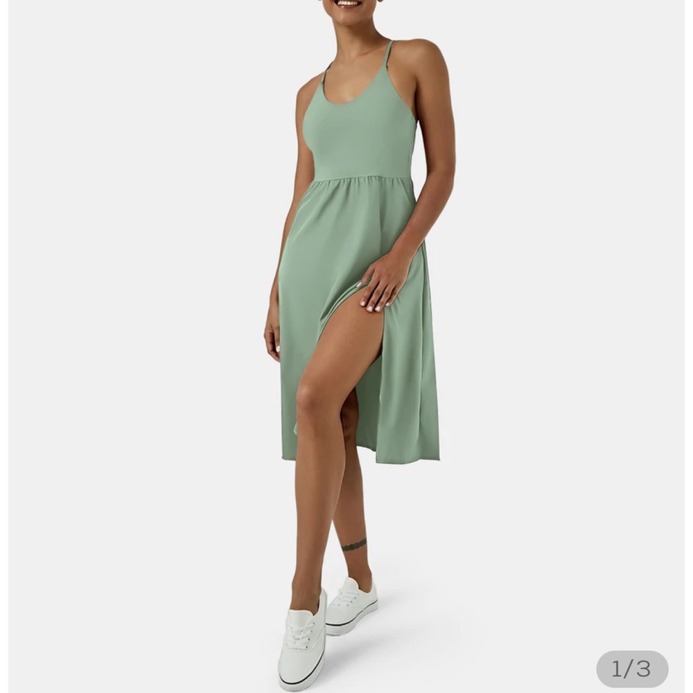 BNWT Halara everyday midi chill dress in cameo green
